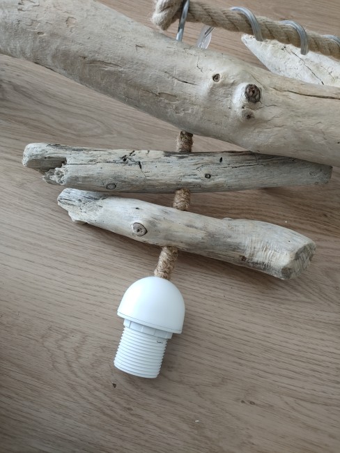lustre double bois flotté lin 
