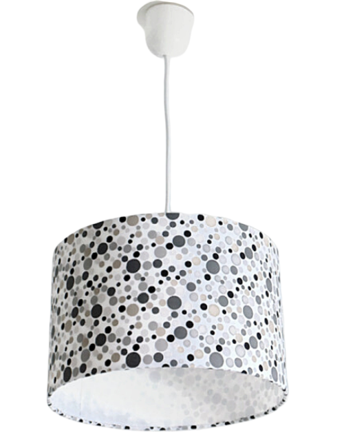  suspension abat-jour motifs pois gris taupe beige