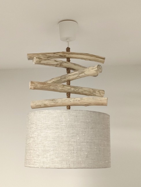 lustre bois flotté lin 30 cm (2)