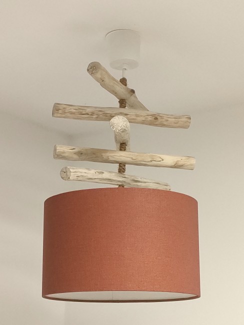 lustre bois flotté terracotta 