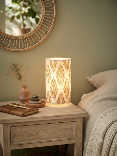 lampe lin feuilles or
