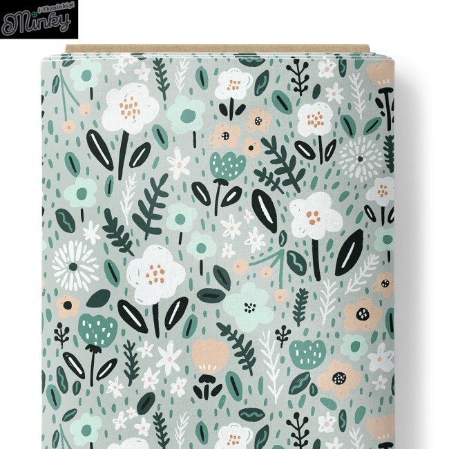 fleurs abstraites vert sauge