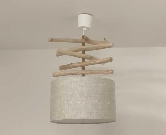 lustre bois lin 30 cm 