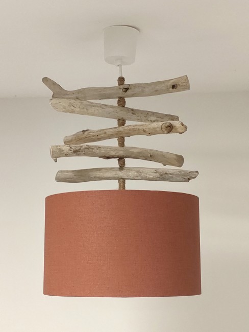 lustre bois flotté terracotta