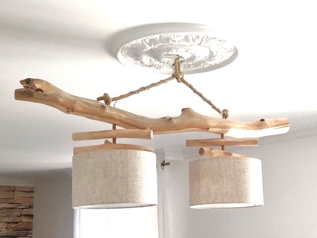 lustre bois flotté double lin lustre bois flotté double lin