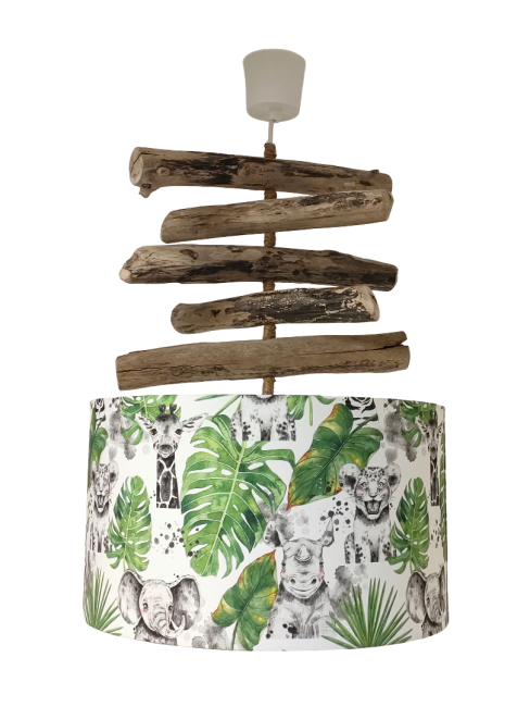 lustre bois flotté animaux de la jungle