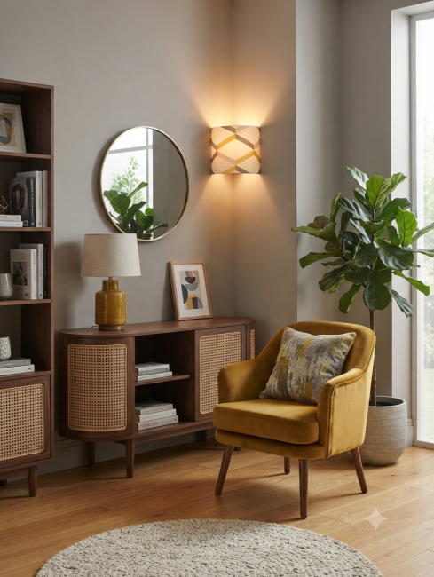 applique d'angle scandinave jaune