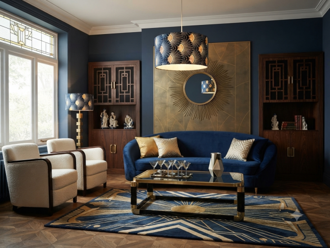 art deco bleu et or