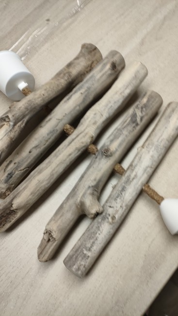 Lustre bois flotté abat-jour lin