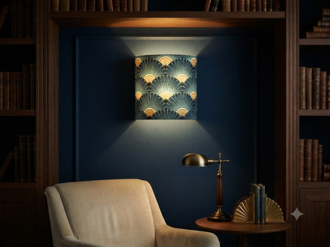 applqiue art deco bleu et or