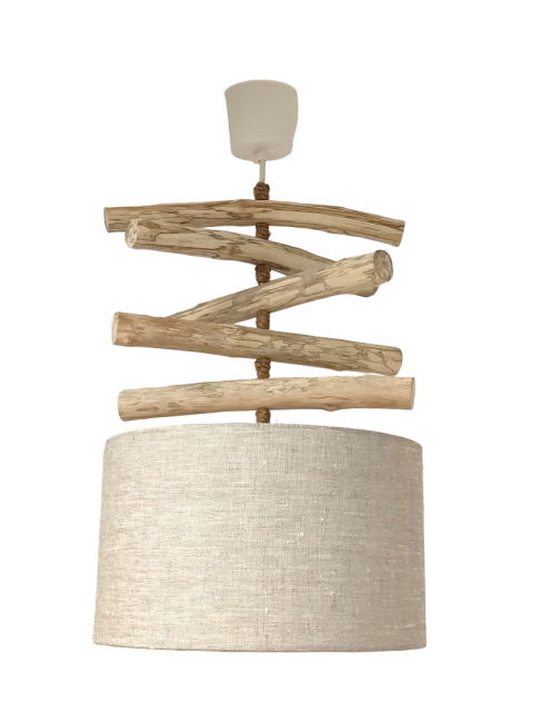 lustre bois flotté lin 30 cm (2)