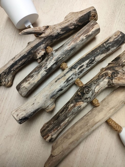 lustre bois fleurs noir blanc 35 