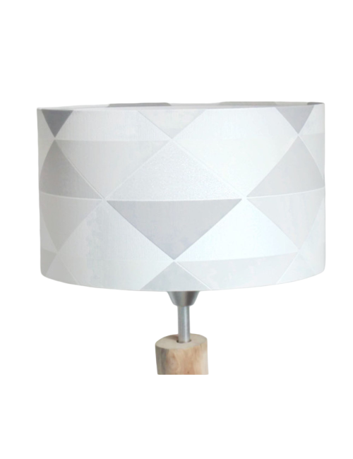 Abat-jour motifs triangles géométrique blanc et argent