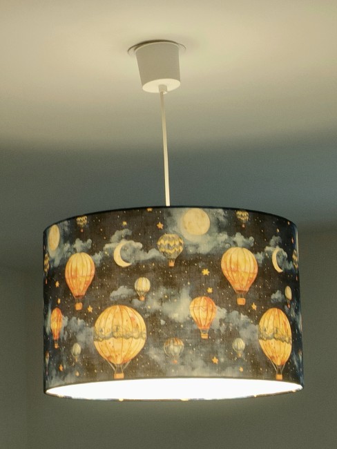 lunes montgolfières abat-jour voyage en montgolfières, nuit, ciel étoilé et lunes