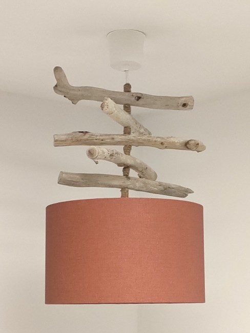 lustre bois flotté terracotta
