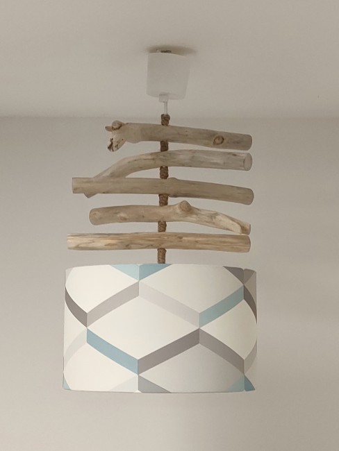 lustre bois flotté abat-jour scandinave
