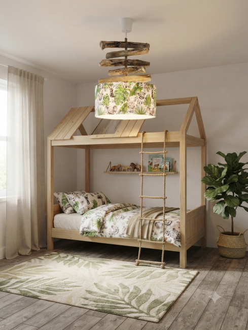 lustre bois flotté jungle 40 cm