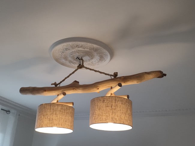 lustre bois flotté double lin lustre bois flotté double lin