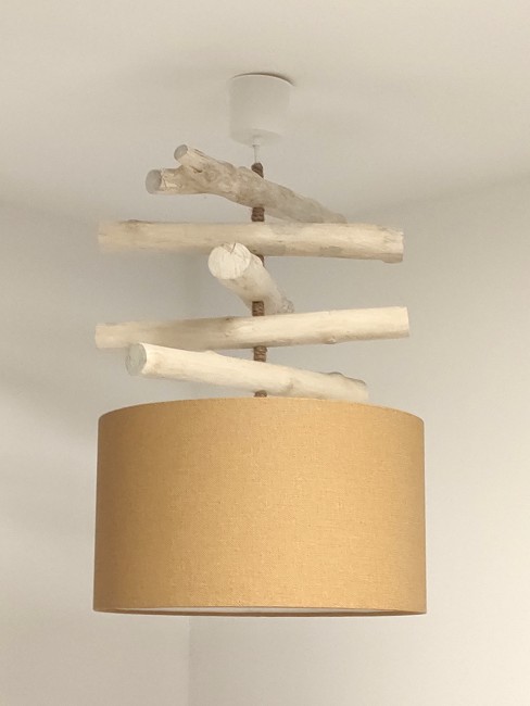 lustre bois flotté abstrait vert 35 cm (5)