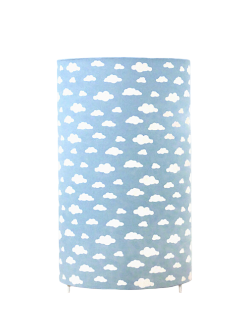lampe tube tissu bleu motifs nuages blancs lampe tube tissu bleu motifs nuages blancs