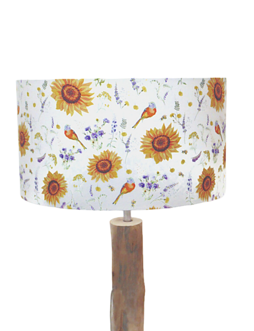 Abat-jour motifs tournesols et oiseaux 