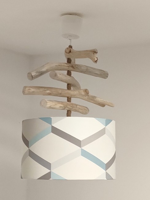 lustre bois flotté abat-jour scandinave