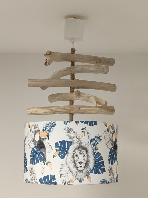 lustre bois flotté animaux de la jungle