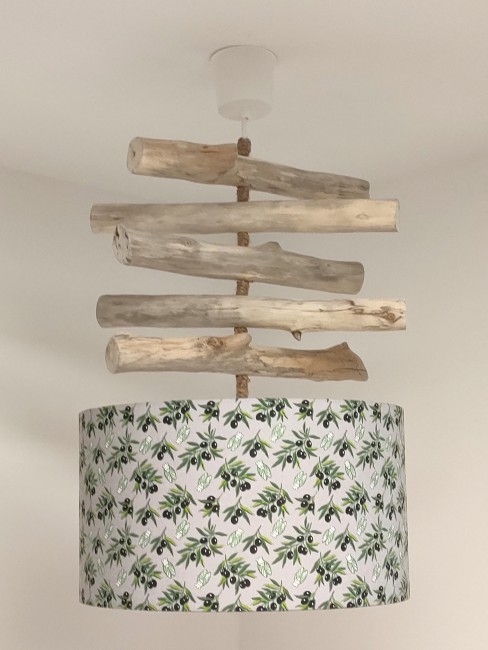 lustre bois flotté abat-jour provençal