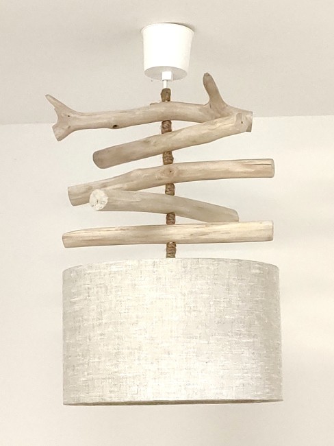 lustre bois lin 30 cm
