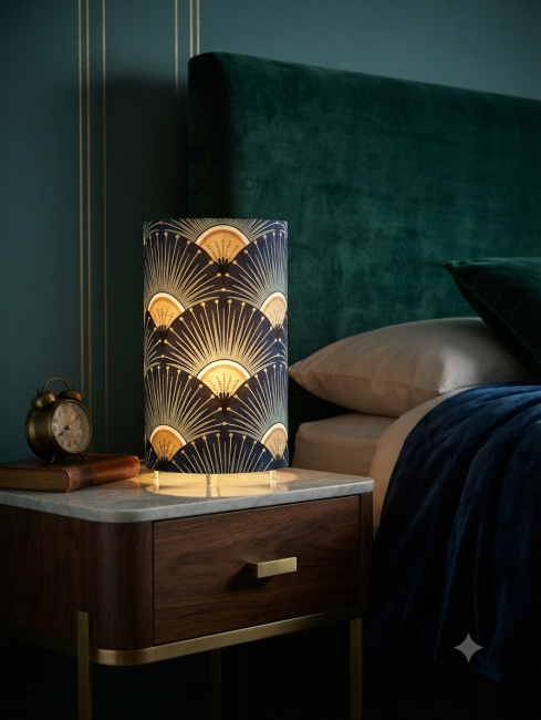 lampe art deco bleu et or
