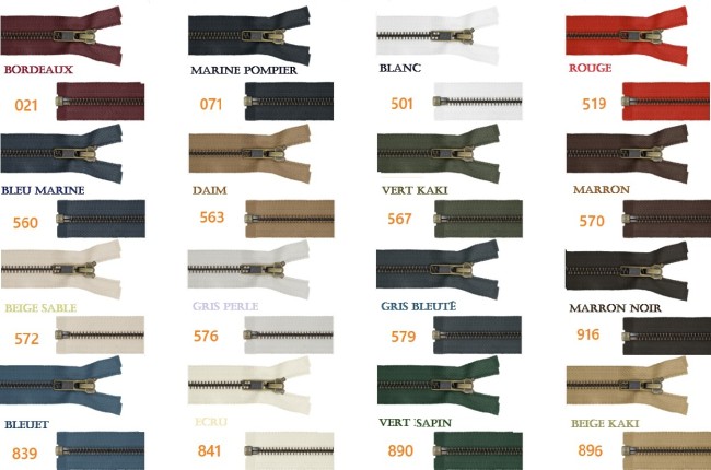 Zip ykk Métal 5 Vieux Laiton Coloris 071 560 579 839