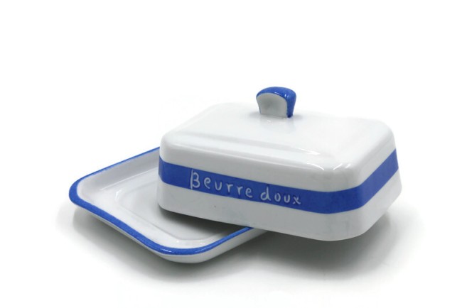 Pigments et Porcelaine beurrier beure doux base peinte entièrement (1)