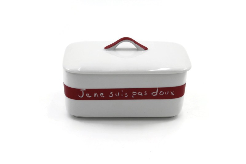 Beurrier En Porcelaine Blanche Avec Couvercle Et Poignée - Résistant Au Chaud Et Froid, Lave-vaisselle Safe