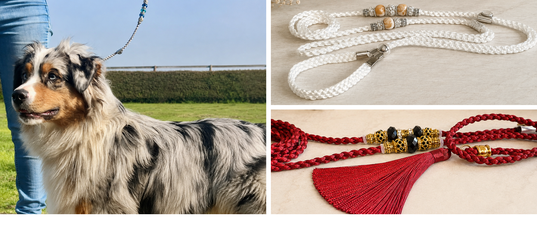 Laisses d'exposition tressées à la main pour chiens moyens - Azureaw