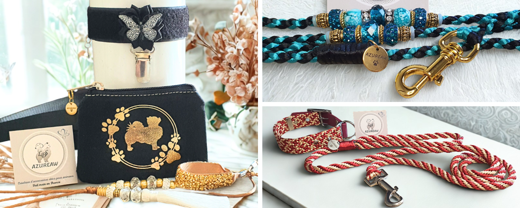 Accessoires Personnalisés et laisses mousqueton - Faits main