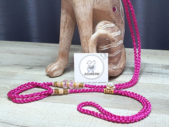 Laisse expositions canines LUXE PAILLETÉE grand chien avec poignée  