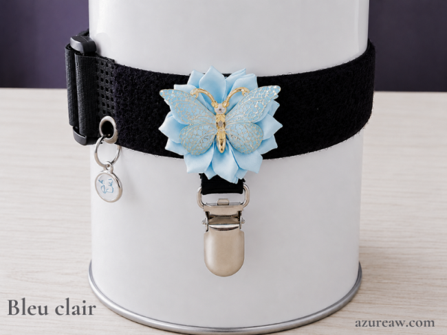 Brassard porte-numéro Fleur papillon Bleu clair - Fait main Brassard porte-numéro Fleur papillon Bleu clair - Fait main - Azureaw