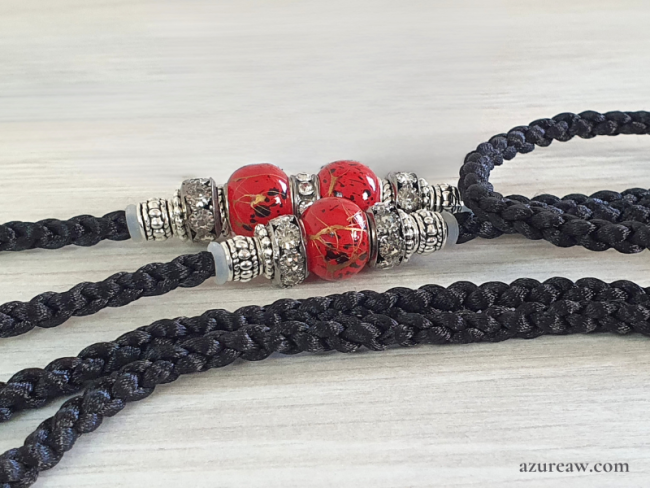 Laisse de présentation noir et rouge avec strass noir – Azureaw laisse expo élégante pour grand chien tressée main Azureaw