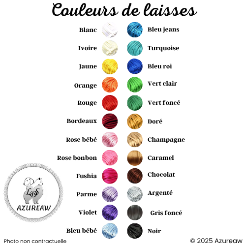 Choix couleurs de laisse expositions canines Mini chien avec sous-gorge tressé  