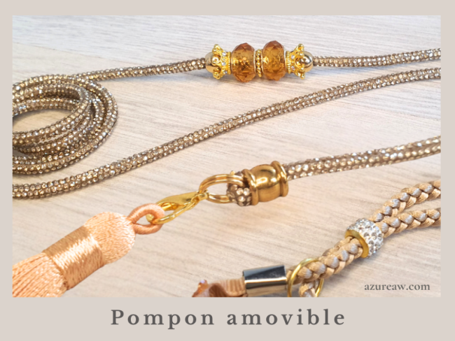 Laisse exposition chien Éclat Scintillant avec perles et finition Pompon amovible - Fait main – Azureaw
