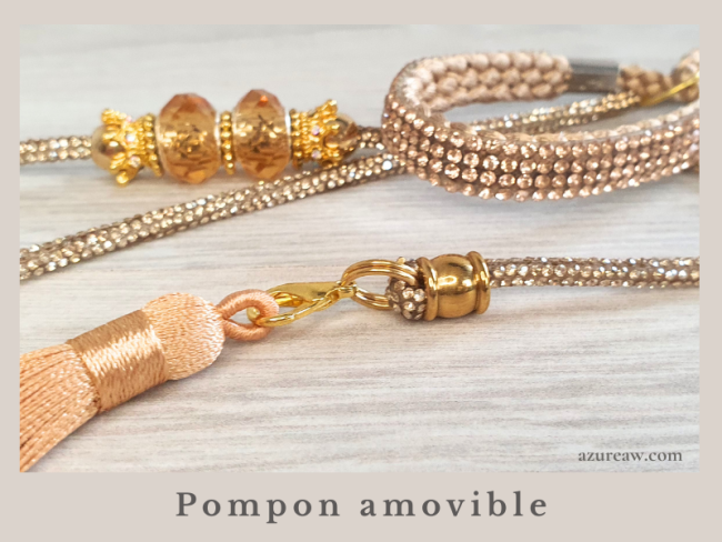 Laisse exposition chien Signature Scintillante avec perles et finition Pompon amovible - Fait main – Azureaw