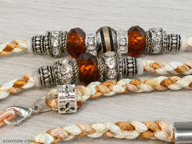 Laisse expositions canine LUXE - Caramel, champagne et ivoire pour grand chien - Fait main