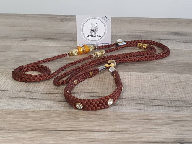 Laisse expositions canines LUXE STRASS grand chien Avec poignée Laisse expositions canines LUXE STRASS grand chien Avec poignée