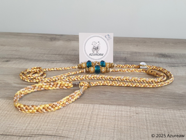 Laisse expositions canines avec sous gorge SOLEIL d’AZUR pour moyen chien - Fait main