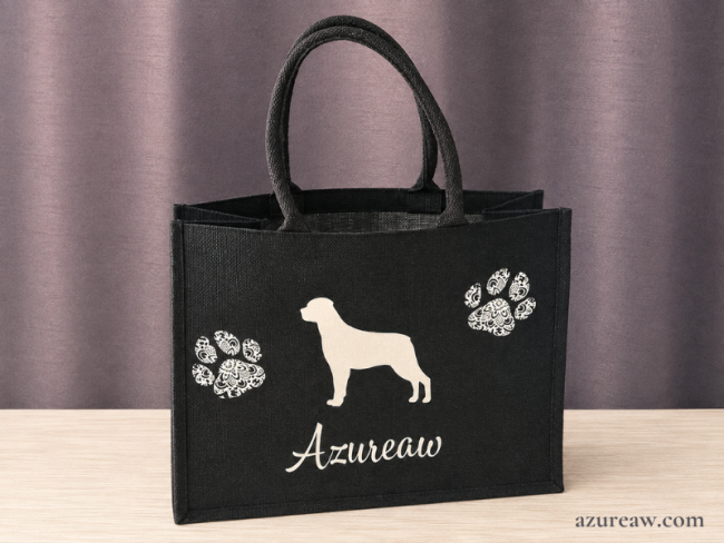Sac en toile de jute Noir Argenté personnalisé - Fait main