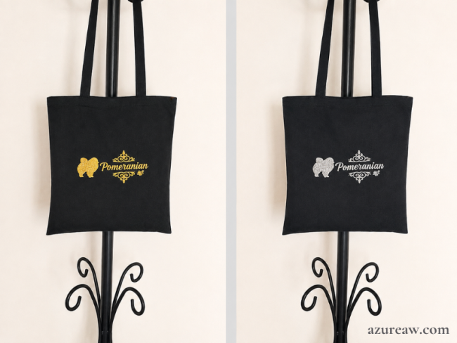 Sac en coton Noir et Argenté ou Doré personnalisé - Fait main