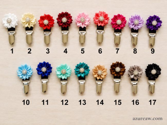 Broches porte-numéro Azureaw Fleur Strass - Fait main