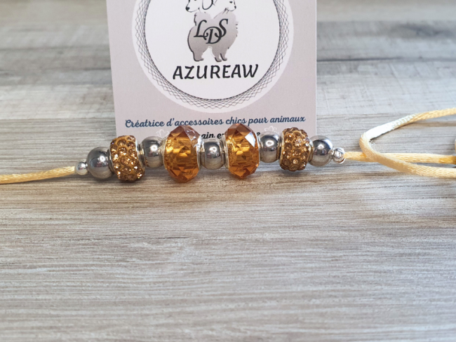 Laisse expos Double JAUNE PALE - Fait main