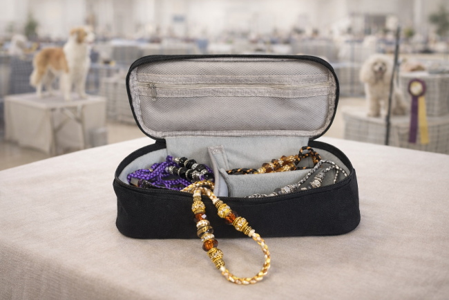 Pochette polyvalente pour toilettage et laisses d’exposition Pochette pour ranger des laisses d’exposition canine et accessoires