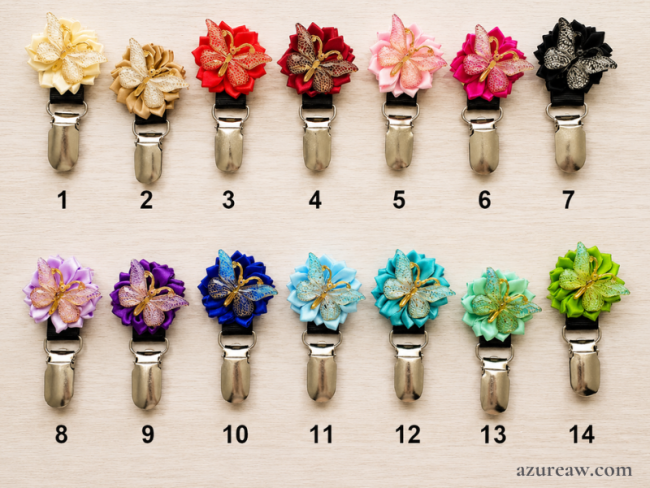 Broches porte-numéro Azureaw Fleur Papillon - Fait main